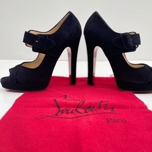 Christian Louboutin Dordogne 120 Black Suede Heels